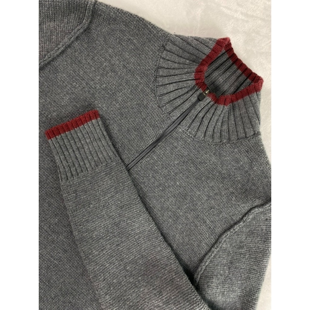 Stio Knit Sweater Men's Sz M Gray 100% Merino Wool Machine Washable Soft Winter